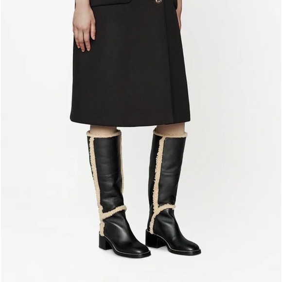 Gucci Shearling Trim Knee High Black Boots 39 ❤️💚 - Picture 1 of 16